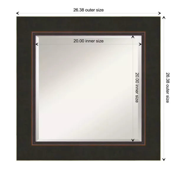 Amanti Art Milano 26 in. W x 26 in. H Framed Square Beveled Edge Bathroom Vanity Mirror in Bronze Bronze