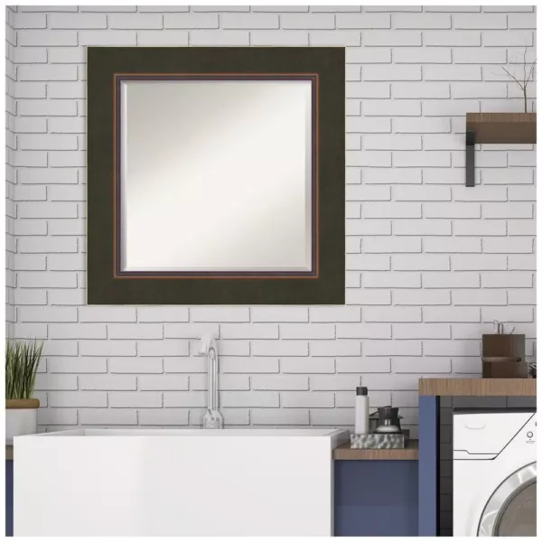 Amanti Art Milano 26 in. W x 26 in. H Framed Square Beveled Edge Bathroom Vanity Mirror in Bronze Bronze