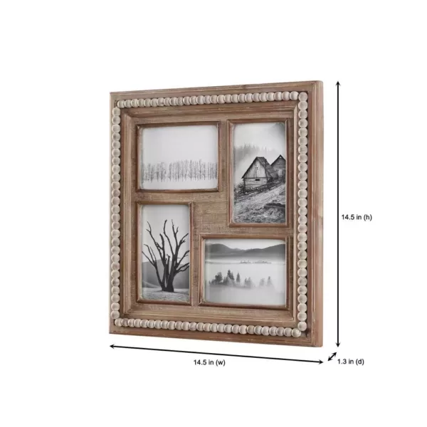 Home Decorators Collection 4" x 6" Natural Beaded Wood 4-Opening Picture Frame