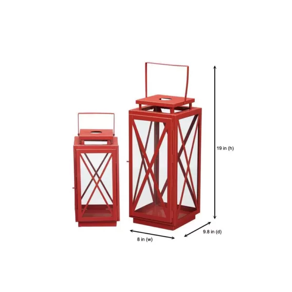 Home Decorators Collection Home Decorators Collection Chili Red Metal Candle Hanging or Tabletop Lantern (Set of 2)