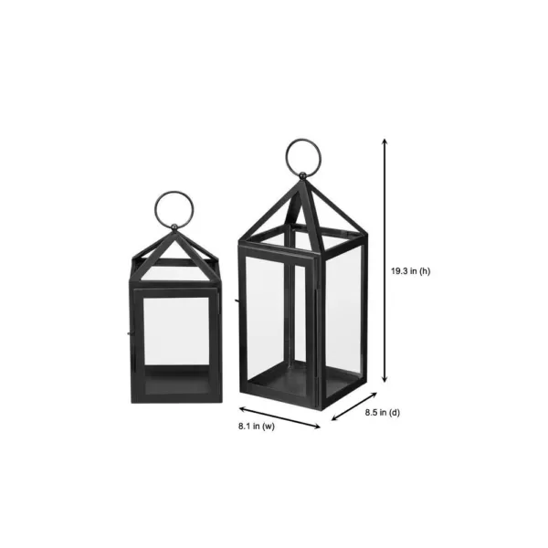 Home Decorators Collection Home Decorators Collection Black Powder Coated Metal Candle Hanging or Tabletop Lantern (Set of 2)