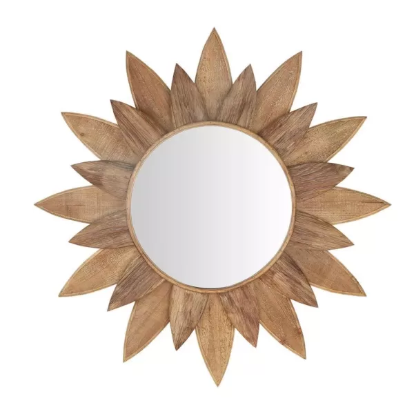 Home Decorators Collection Medium Sunburst Brown Antiqued Art Deco Accent Mirror (34 in. Diameter)