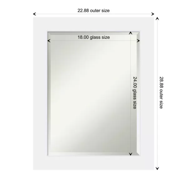 Amanti Art Corvino 23 in. W x 29 in. H Framed Rectangular Beveled Edge Bathroom Vanity Mirror in Satin White