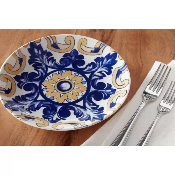 Home Decorators Collection Lisbon 4-Piece Twilight Blue and Mustard Yellow Salad Plate Set (Service for 4)