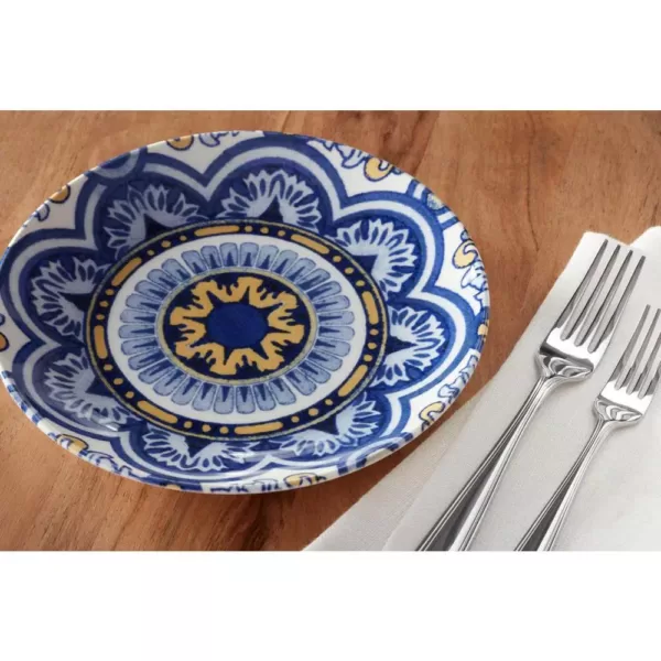 Home Decorators Collection Lisbon 4-Piece Twilight Blue and Mustard Yellow Salad Plate Set (Service for 4)