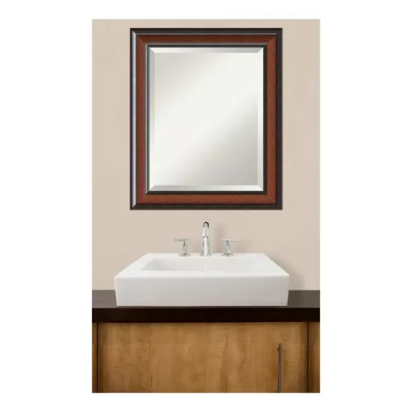 Amanti Art Cyprus 21 in. W x 25 in. H Framed Rectangular Beveled Edge Bathroom Vanity Mirror in Walnut